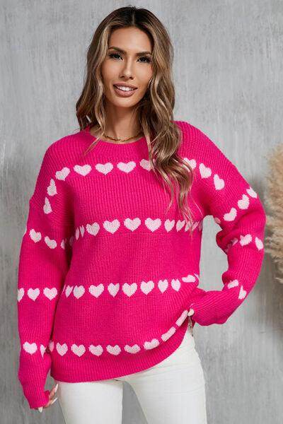 Angel Wings Heart Round Neck Long Sleeve Sweater for Women