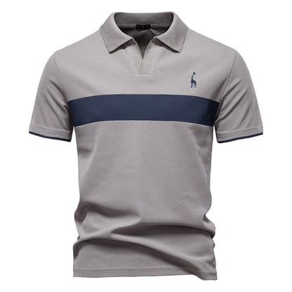 Deer Embroidered POLO Men's Lapel Short-sleeved T-shirt