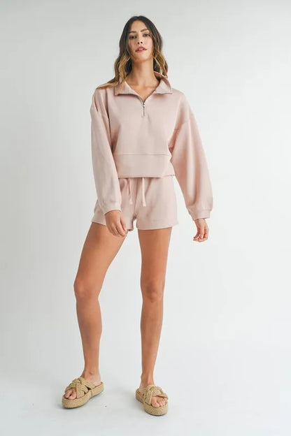 MABLE Half Zip Sweatshirt and Shorts Set