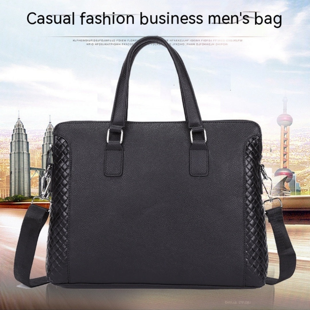 Genuine Leather Men's 14-inch Laptop Briefcase