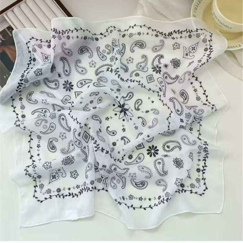 Korean-style Fresh And Delicate Floral Silk Scarf