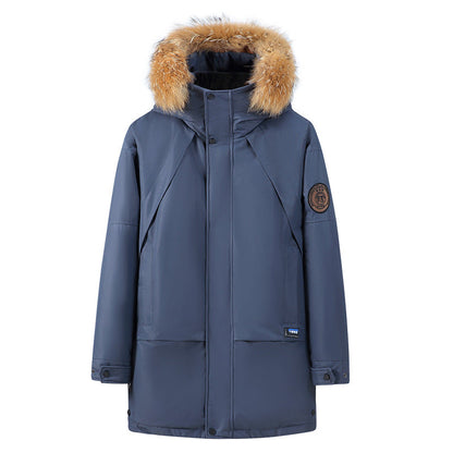 Men's Down Jacket Thickened Mid-length White Duck Down Coat