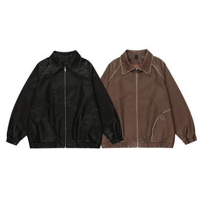 Men's PU Maillard Leather Coat