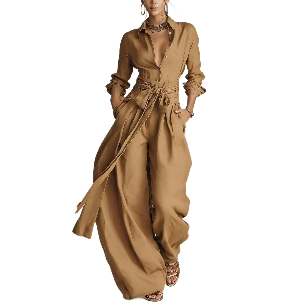Loose-fitting High-waisted Wide-leg Jumpsuit