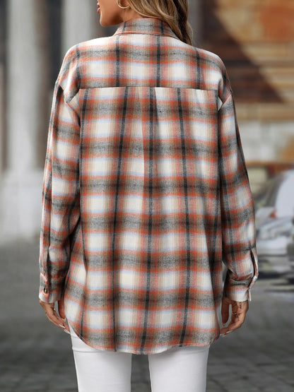 Oversized Plaid Button-Up Shirt