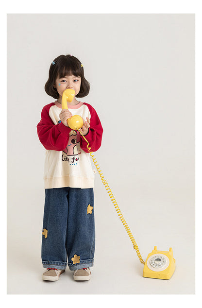Girls' Embroidered Wide-leg Denim Pantswrinkle-resistant