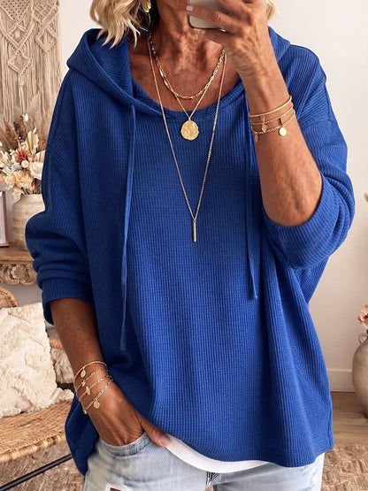 Casual Solid-color Loose-fitting Sweatshirt With A Hood