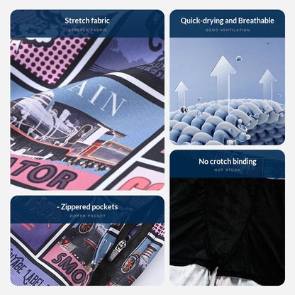 Couples Loose Quick-Drying Beach Shorts With Digital Print