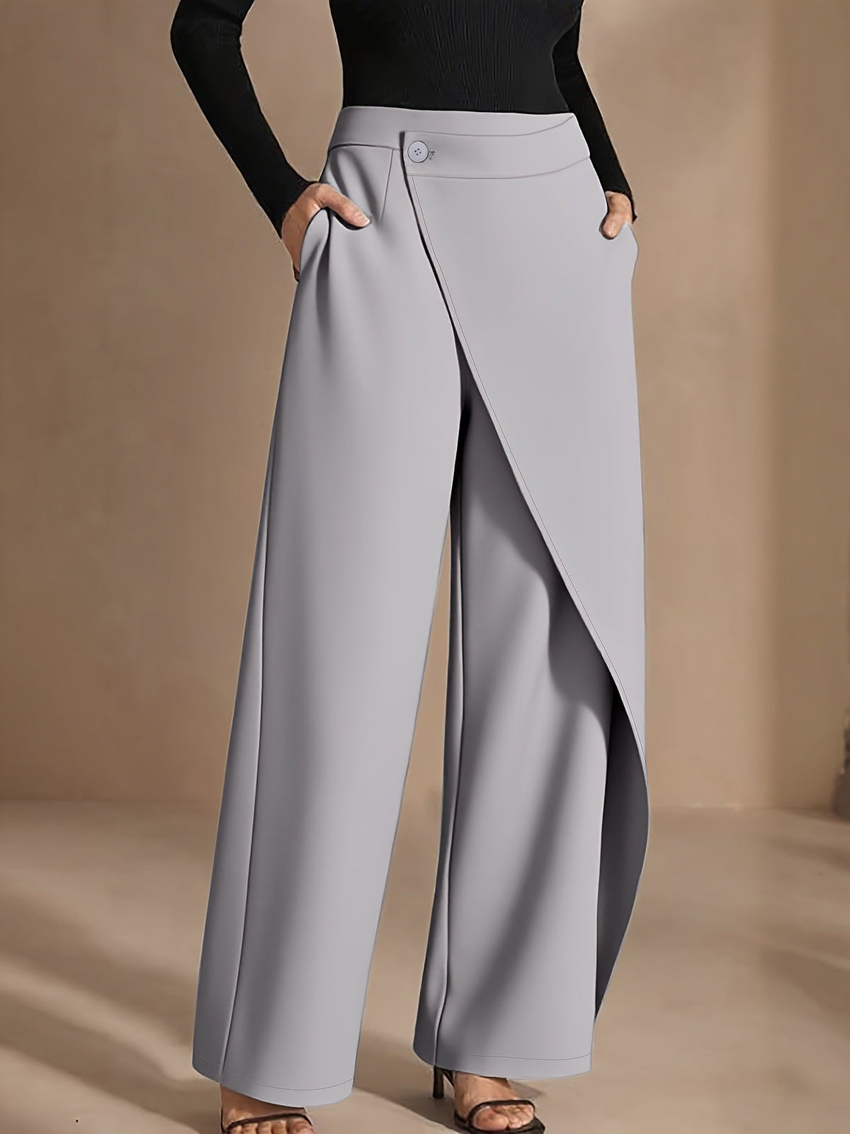 Amazon Cross-Border Fashion Irregular Patchwork Suit Pants Spring And Autumn Design Casual Slimming Straight Wide-Leg Pants