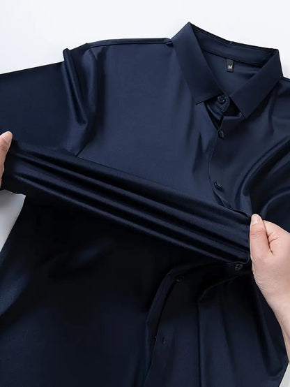 Seamless, Highly Elastic, Long-Sleeve, Wrinkle-Resistant Plus-Size Shirt For Men