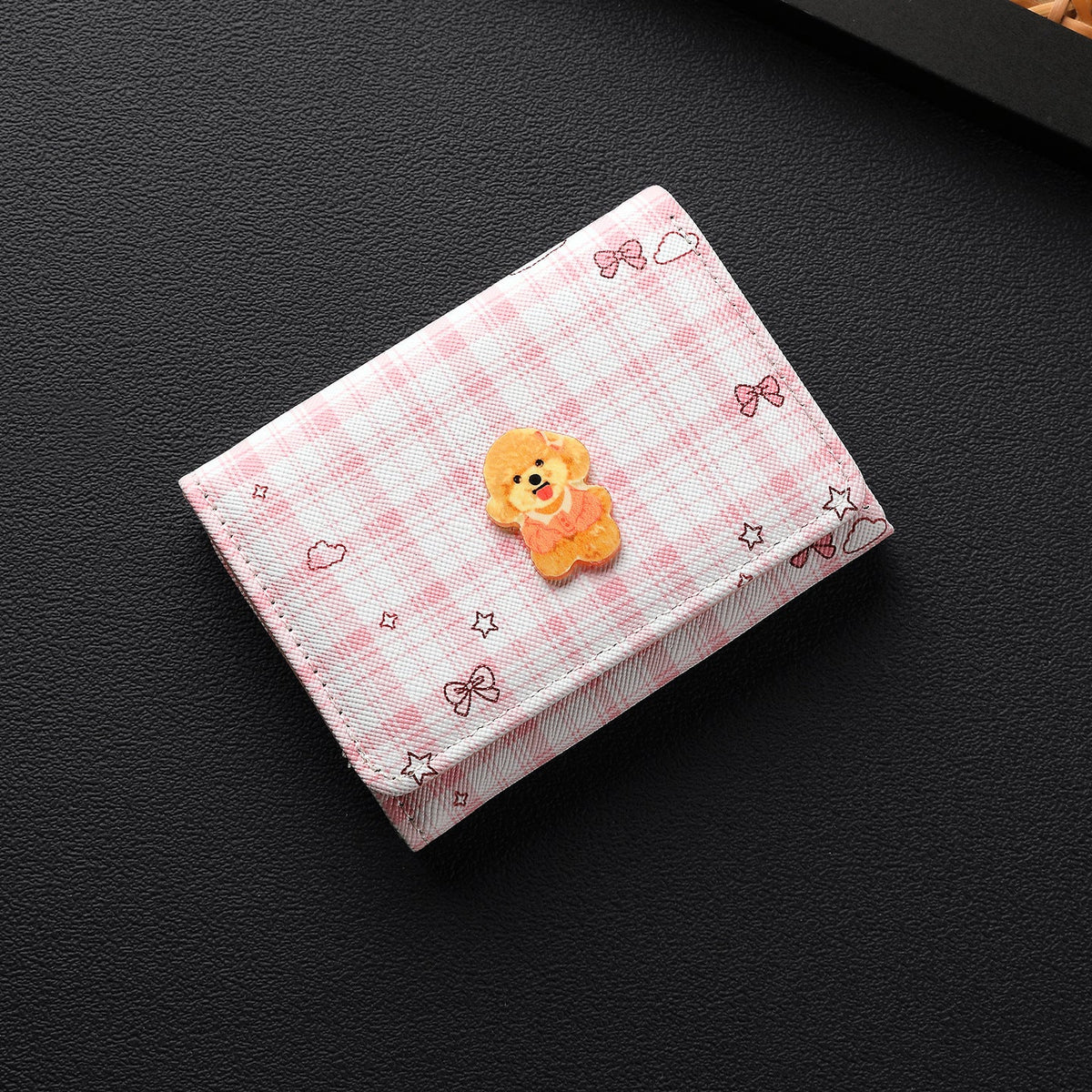 New Plaid Short Wallet For Dogs, Womens