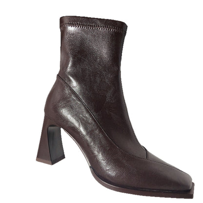 Niche Elegant Short Boots With A Chunky Heel For Women