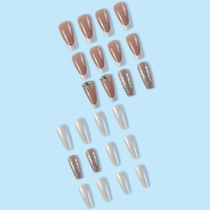 Silver-studded Nail Stickers Artificial Nails