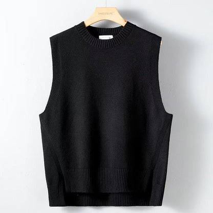 Mens Solid-Color Versatile Split Vest