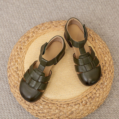 Retro Woven Chunky-heel Sandals For Women