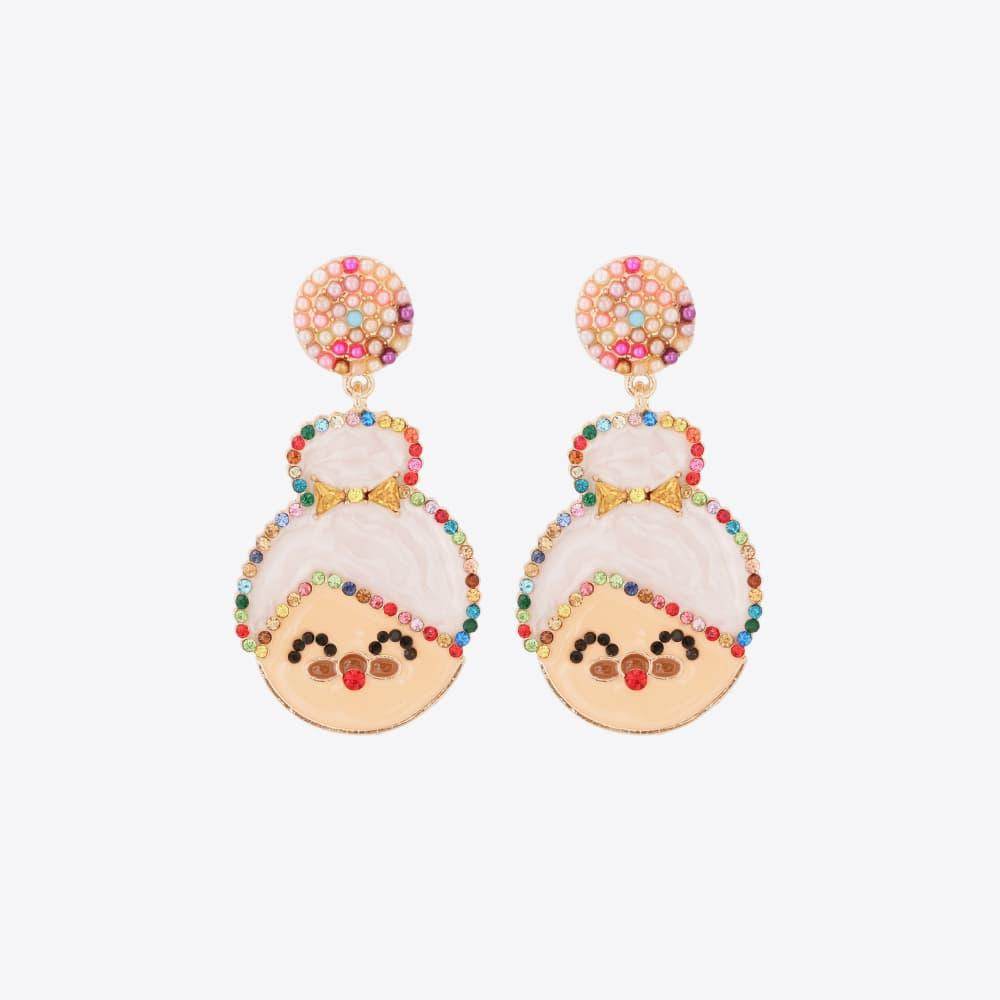 Rhinestone Alloy Mrs. Claus Earrings for Festive Style