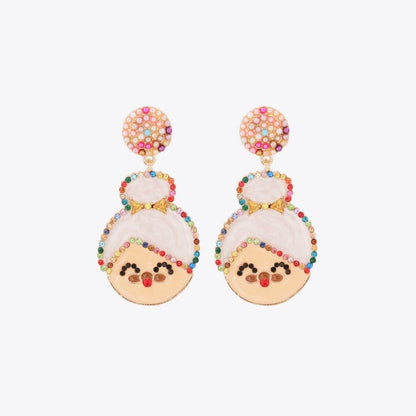 Rhinestone Alloy Mrs. Claus Earrings for Festive Style