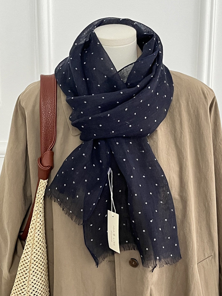 Womens Linen Striped Long Scarf Shawl