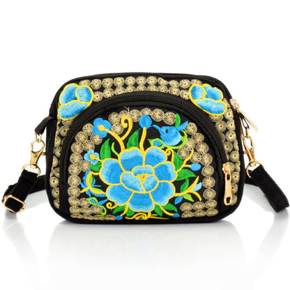 Reversible Embroidered Canvas Coin Purse
