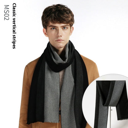 Simple Plaid Artificial Cashmere Warm Scarf
