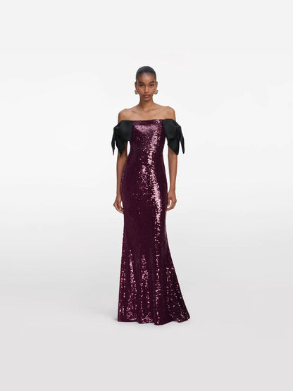Sequin Off-The-Shoulder Mermaid Evening Gown