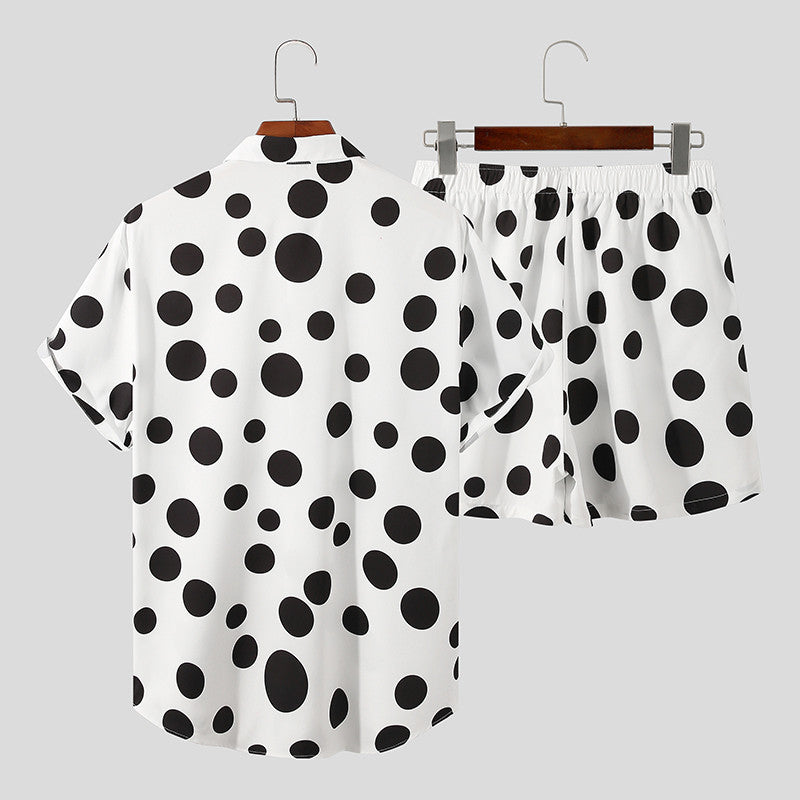 Oversized Hawaiian Beach Print Casual Shirt Set
