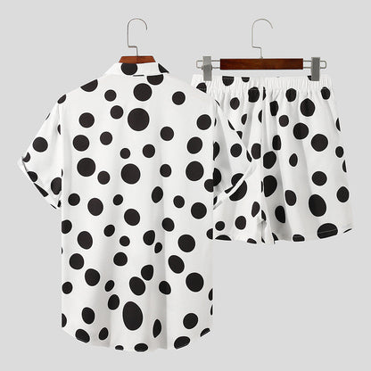 Oversized Hawaiian Beach Print Casual Shirt Set