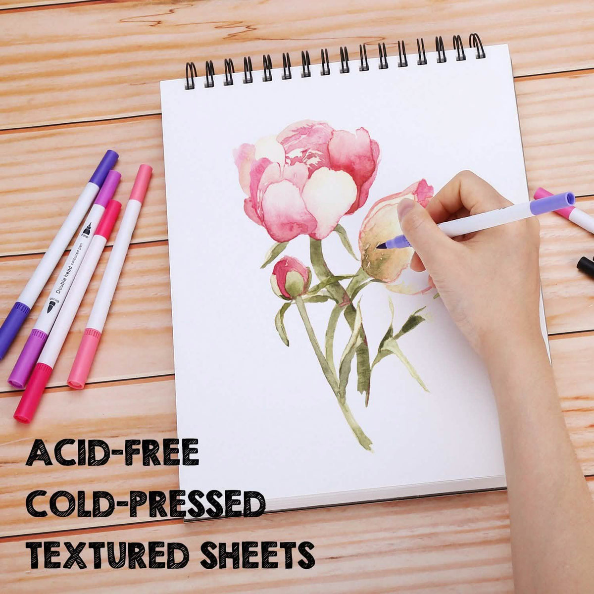 AGPtEk 12 inches 35 Sheets Watercolor Paper Pad