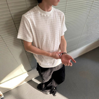 Men's Summer Luxury Texture Blended Basic Solid Color Crew Neck Short Sleeve T-Shirt