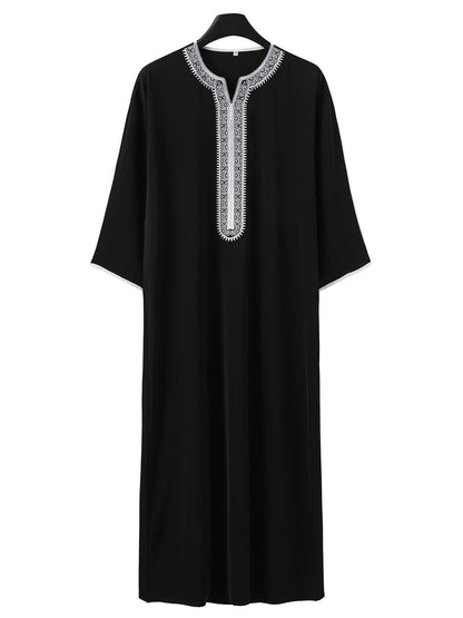 Middle Eastern Arab long sleeved embroidered red envelope men's Muslim long robe