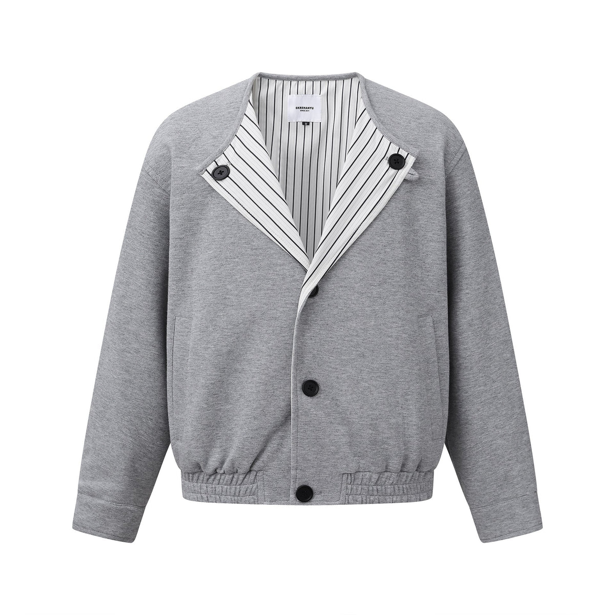 Loose Shoulder Jacket Long Sleeve Oversized Coat No Collar Design Outerwear