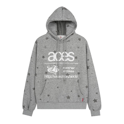 Star letter printed fleece hooded sweatshirt
