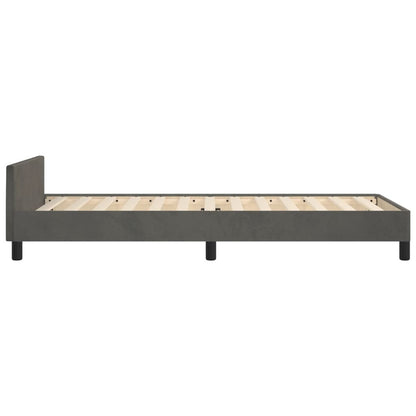 Bed Frame without Mattress Dark Gray Twin Velvet