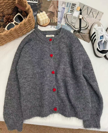 Women's Casual Knit Cardigan With Contrasting Buttons