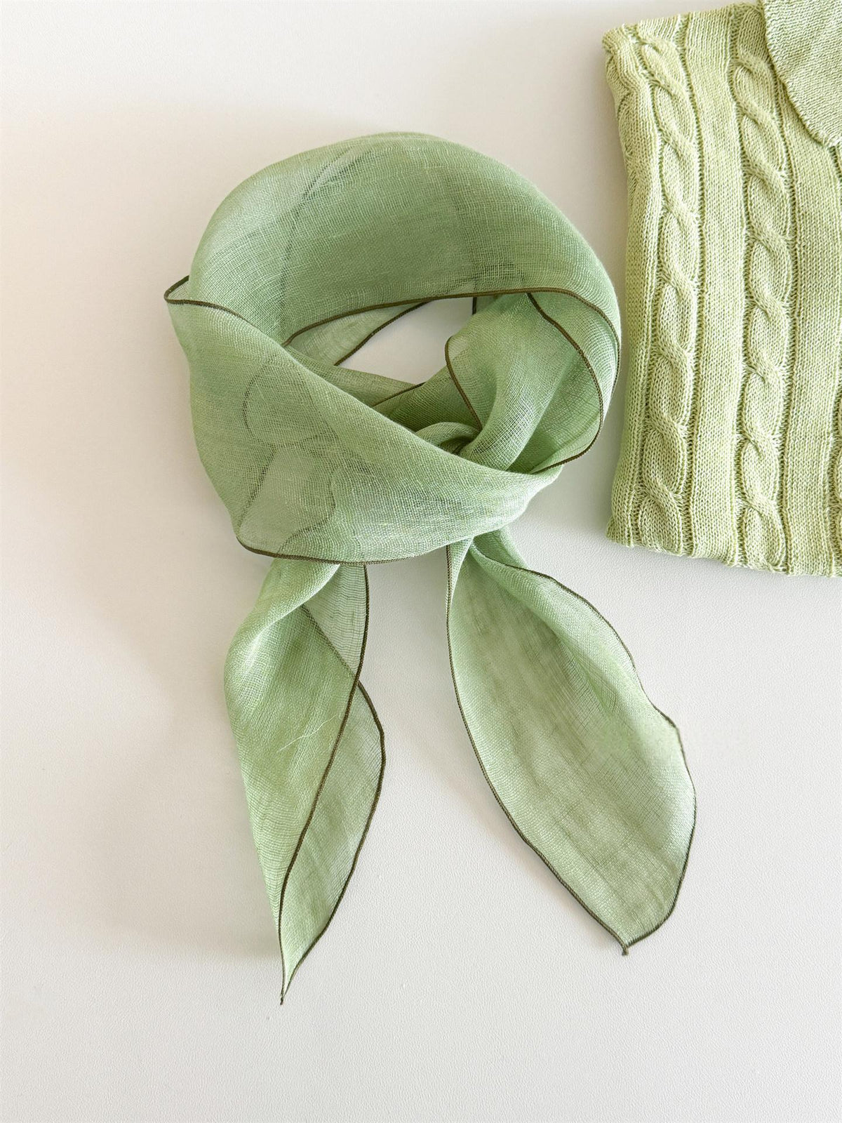 Semi-transparent Linen Scarf Ribbon Hairband