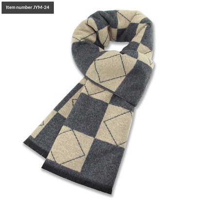 Mens Wool-Blend Plaid Scarf Winter Warmth & Extra Thickness