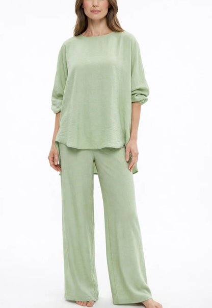 Solid-color Loose-fitting Casual Womens Fashion Two-piece Set