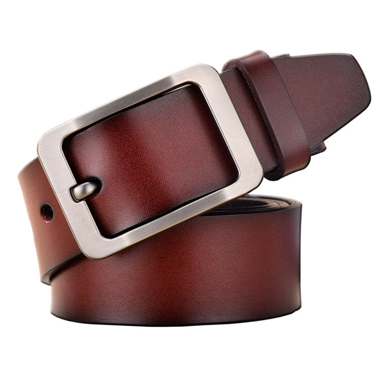 Factory Direct Sales Men's Pin Buckle Belt Casual Versatile Cowhide Men's Belt Genuine Leather Belt Men's Embossed Logo