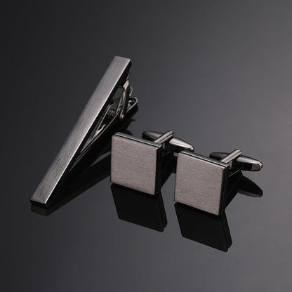 Gold Silver Black Cross Square Brushed Tie Clip