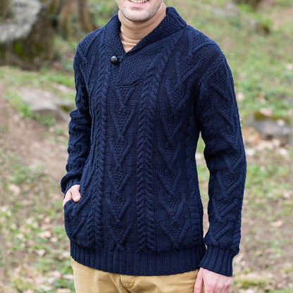New Fallwinter Mens Solid-color Pullover Long-sleeve Knit Sweater