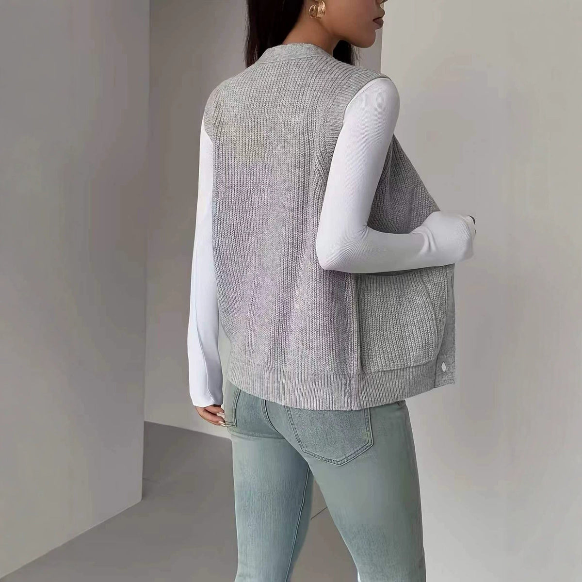 Women's Loose Single Breasted Sweater Vest