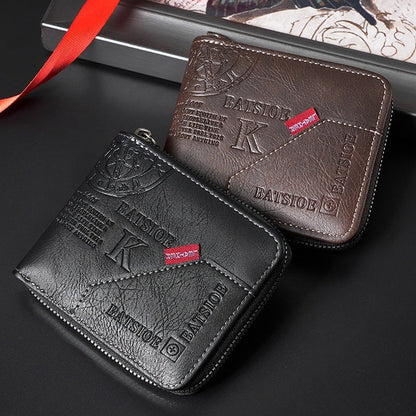 European And American Mens Vintage Bi-Fold Wallet