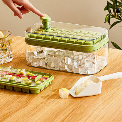 One-Button Ice Cube Mold with Storage Box