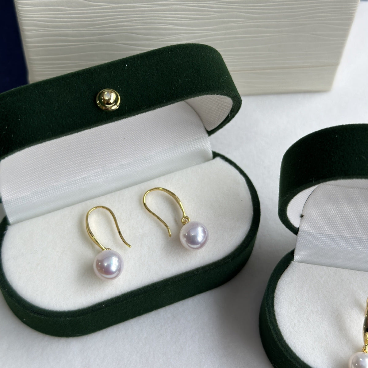 925 Yin Su Pearl Stud Earrings Ear Hooks