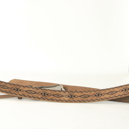 Retro Embossed Antique Silver And Blue Turquoise Alloy Buckle Belt