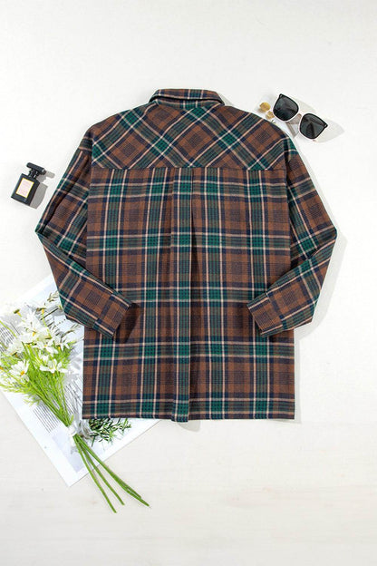 Plaid Button Up Long Sleeve Jacket for Women Stylish Fit