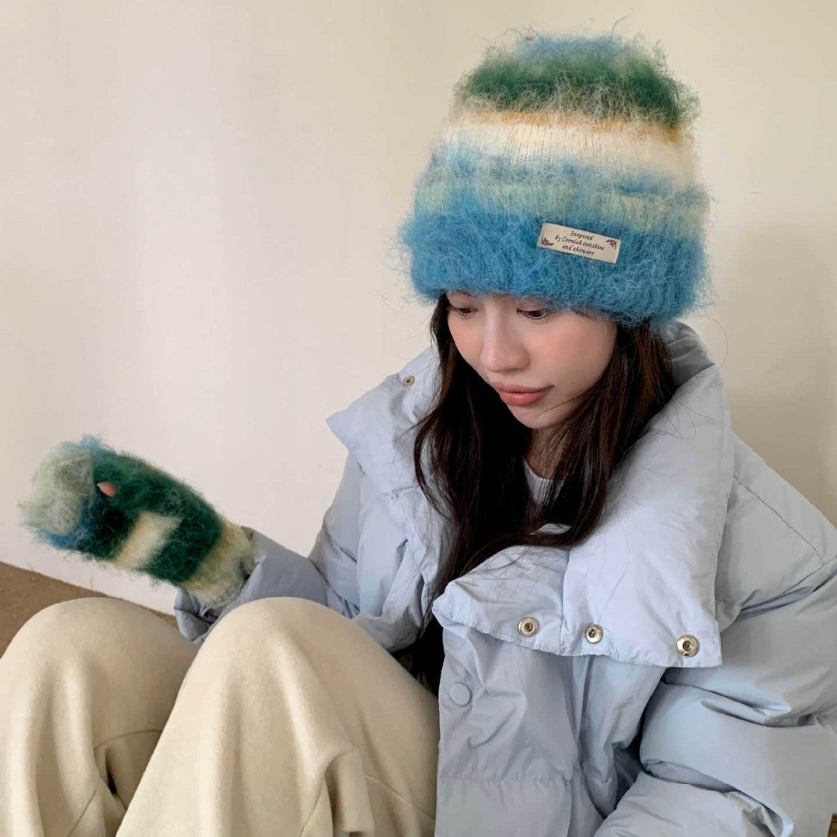 Rainbow Striped Versatile Warm Knitted Hat