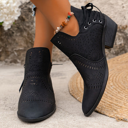 Suede Low-heeled Womens Ankle Boots