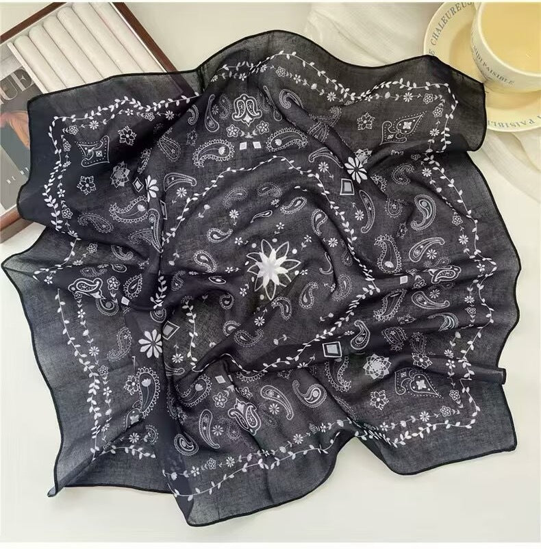 Korean-style Fresh And Delicate Floral Silk Scarf