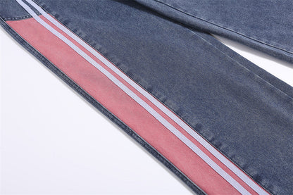 Fashion Side Striped Straight Jeans Men